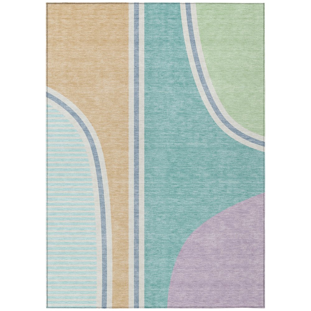 Machine Washable Indoor/Outdoor Chantille ACN2505 Teal 10' x 14' Rug. Picture 1