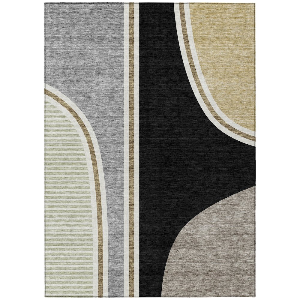Machine Washable Indoor/Outdoor Chantille ACN2505 Black 10' x 14' Rug. Picture 1