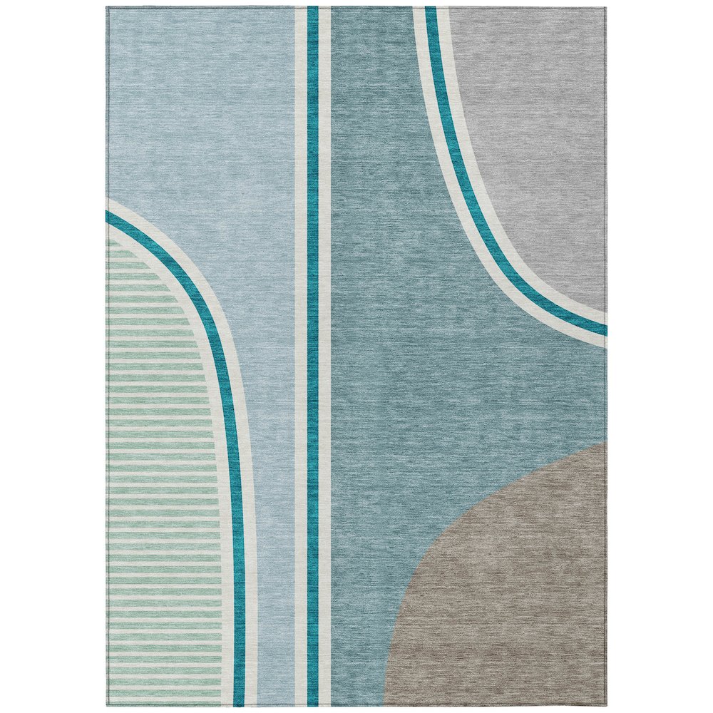 Machine Washable Indoor/Outdoor Chantille ACN2505 Teal 10' x 14' Rug. Picture 1