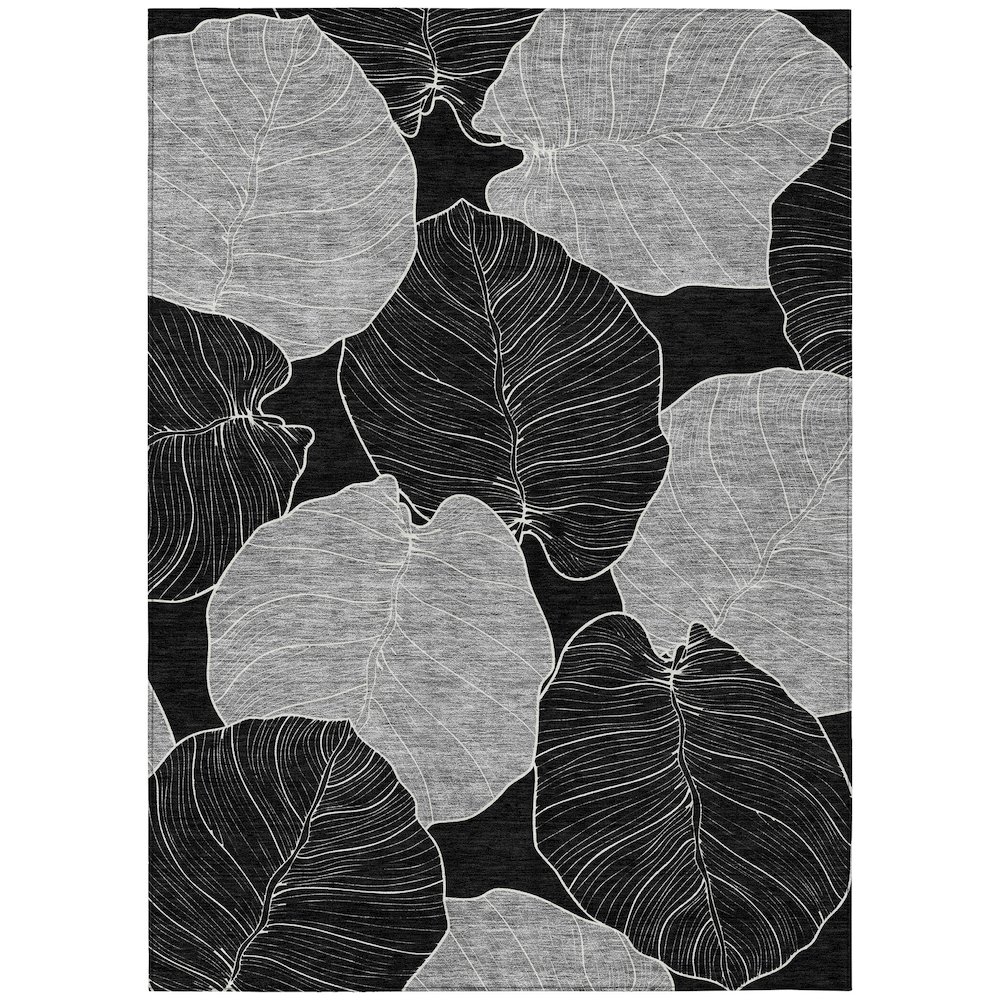 Machine Washable Indoor/Outdoor Chantille ACN2506 Black 10' x 14' Rug. Picture 1