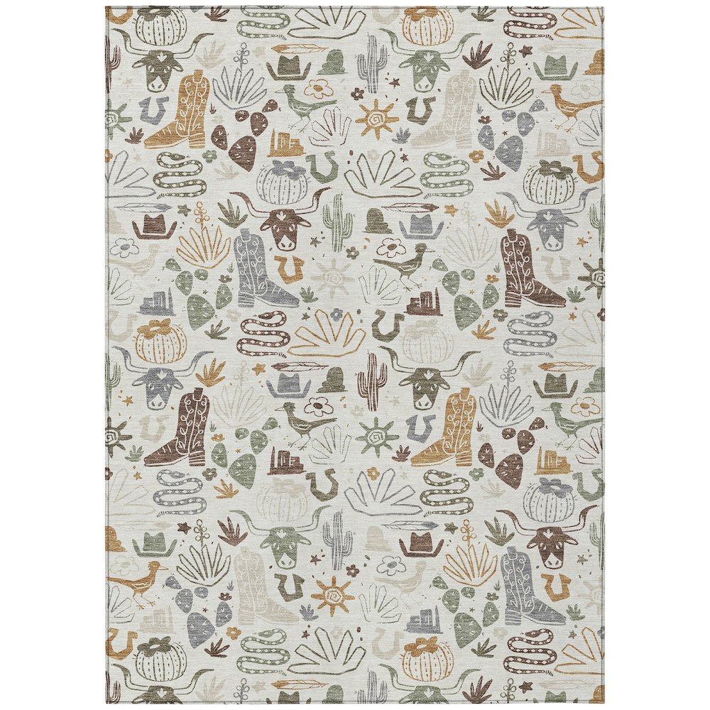 Machine Washable Indoor/Outdoor Chantille ACN2512 Ivory 10' x 14' Rug. Picture 1