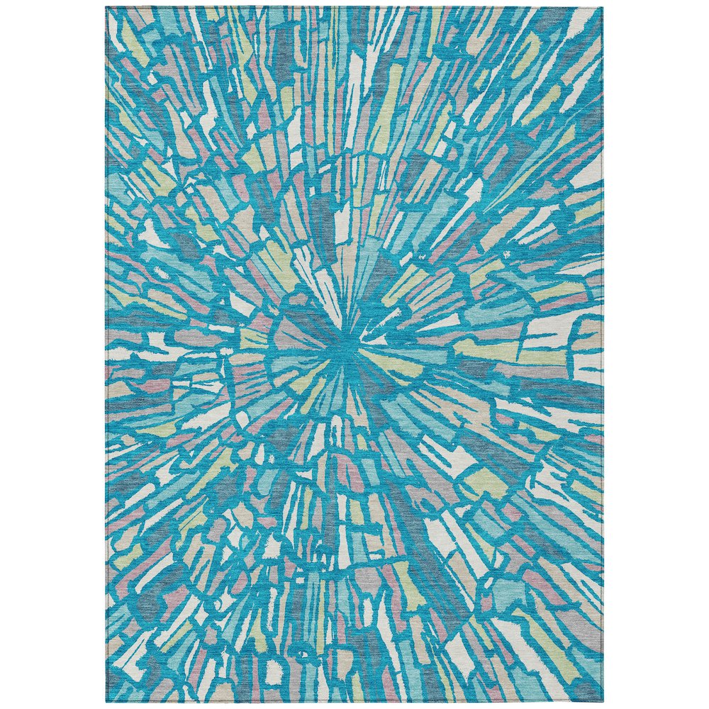 Machine Washable Indoor/Outdoor Chantille ACN2514 Teal 10' x 14' Rug. Picture 1