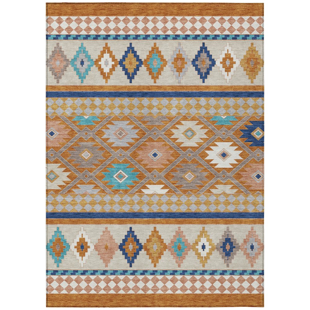 Machine Washable Indoor/Outdoor Chantille ACN2519 Orange 10' x 14' Rug. Picture 1