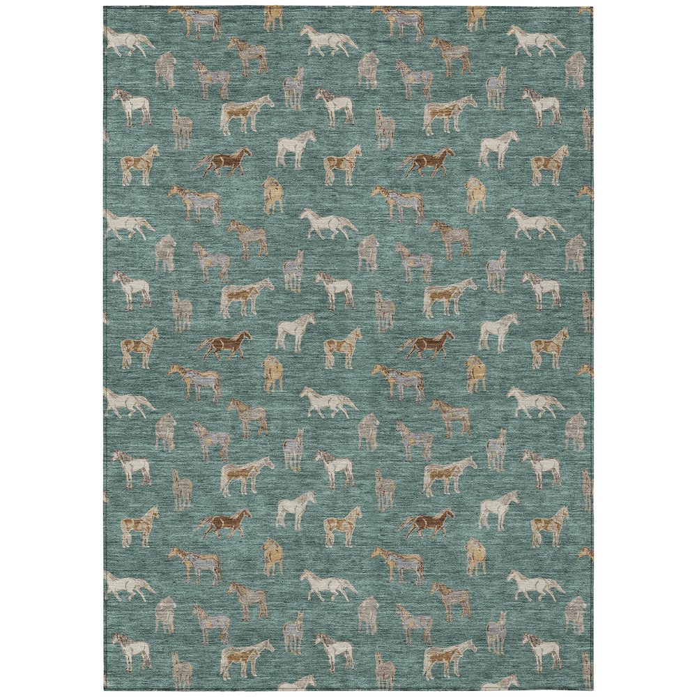 Machine Washable Indoor/Outdoor Chantille ACN2521 Green 10' x 14' Rug. Picture 1