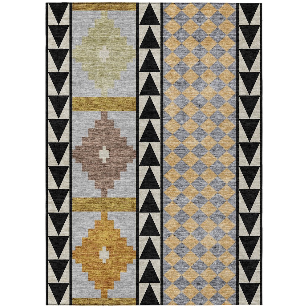 Machine Washable Indoor/Outdoor Chantille ACN2522 Black 10' x 14' Rug. Picture 1
