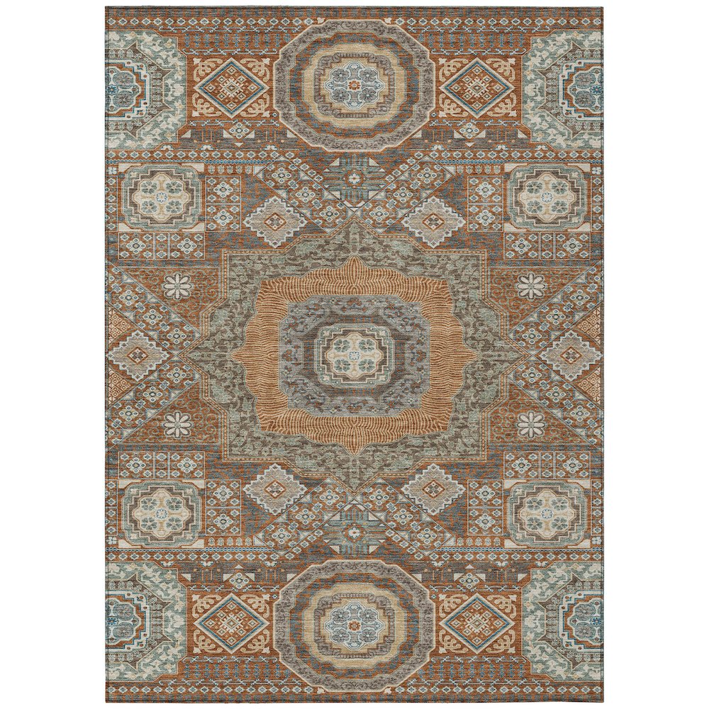 Machine Washable Indoor/Outdoor Chantille ACN2525 Orange 10' x 14' Rug. Picture 1