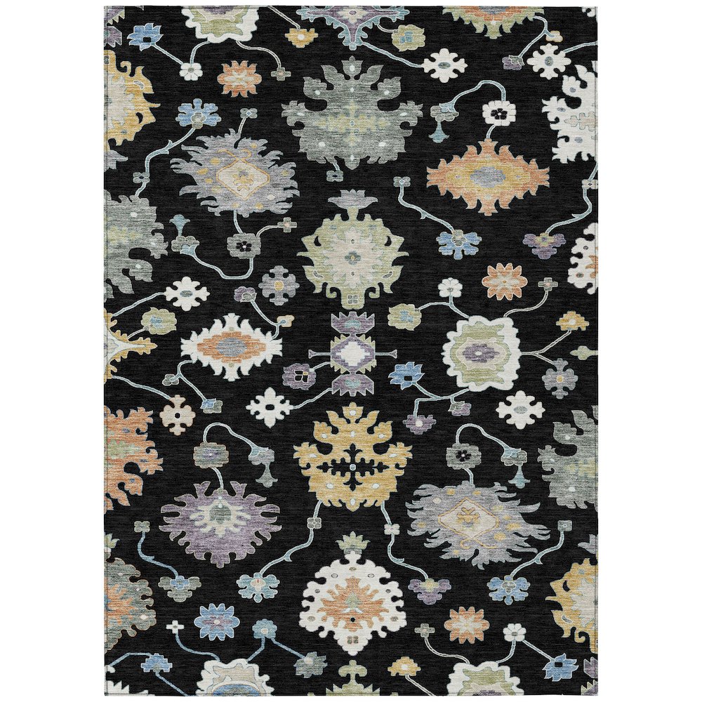 Machine Washable Indoor/Outdoor Chantille ACN2532 Black 10' x 14' Rug. Picture 1