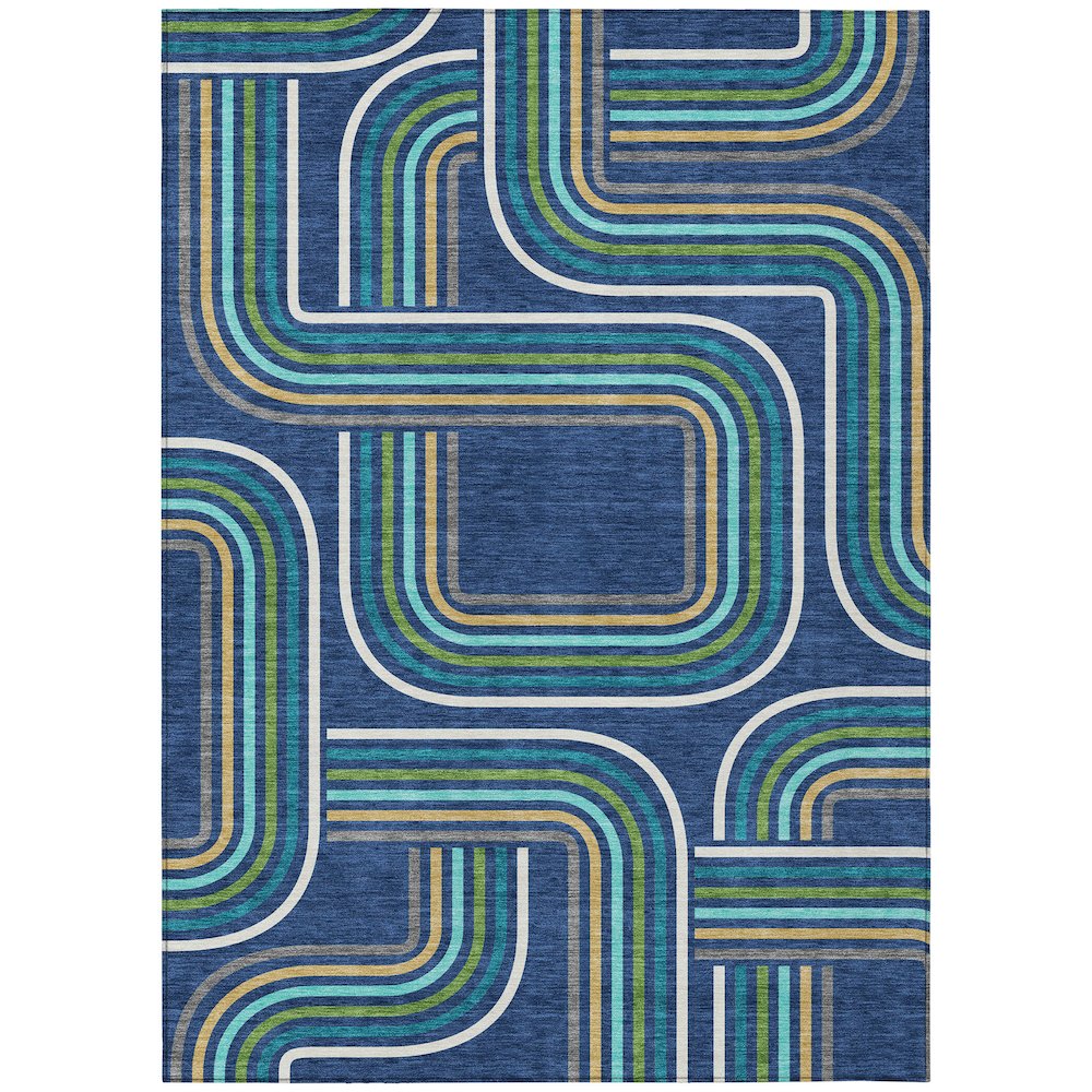 Machine Washable Indoor/Outdoor Chantille ACN2535 Blue 10' x 14' Rug. Picture 1