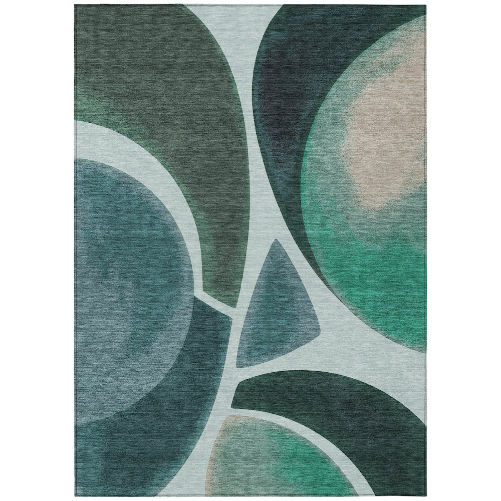 Machine Washable Indoor/Outdoor Chantille ACN2537 Teal 10' x 14' Rug. Picture 1