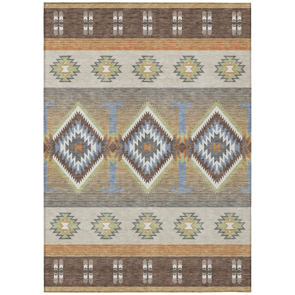 Machine Washable Indoor/Outdoor Chantille ACN2541 Brown 10' x 14' Rug. Picture 1