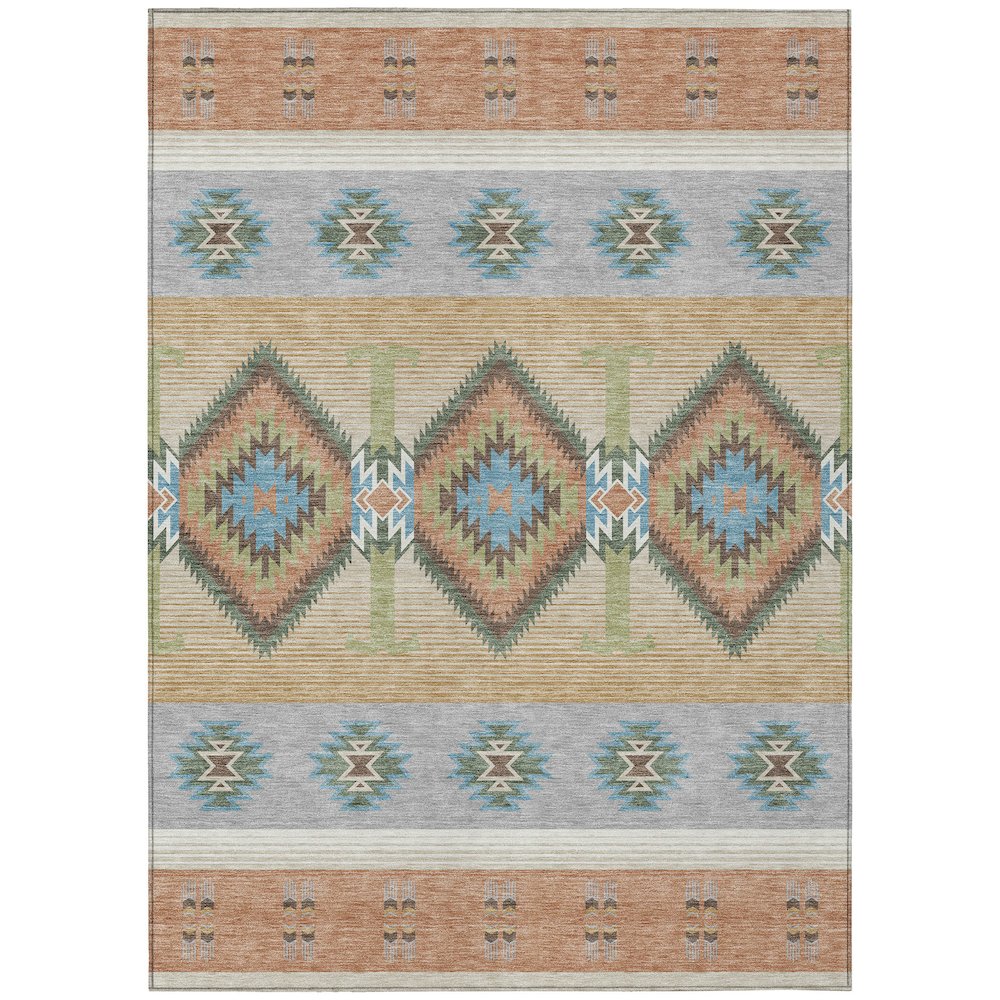 Machine Washable Indoor/Outdoor Chantille ACN2541 Orange 10' x 14' Rug. Picture 1