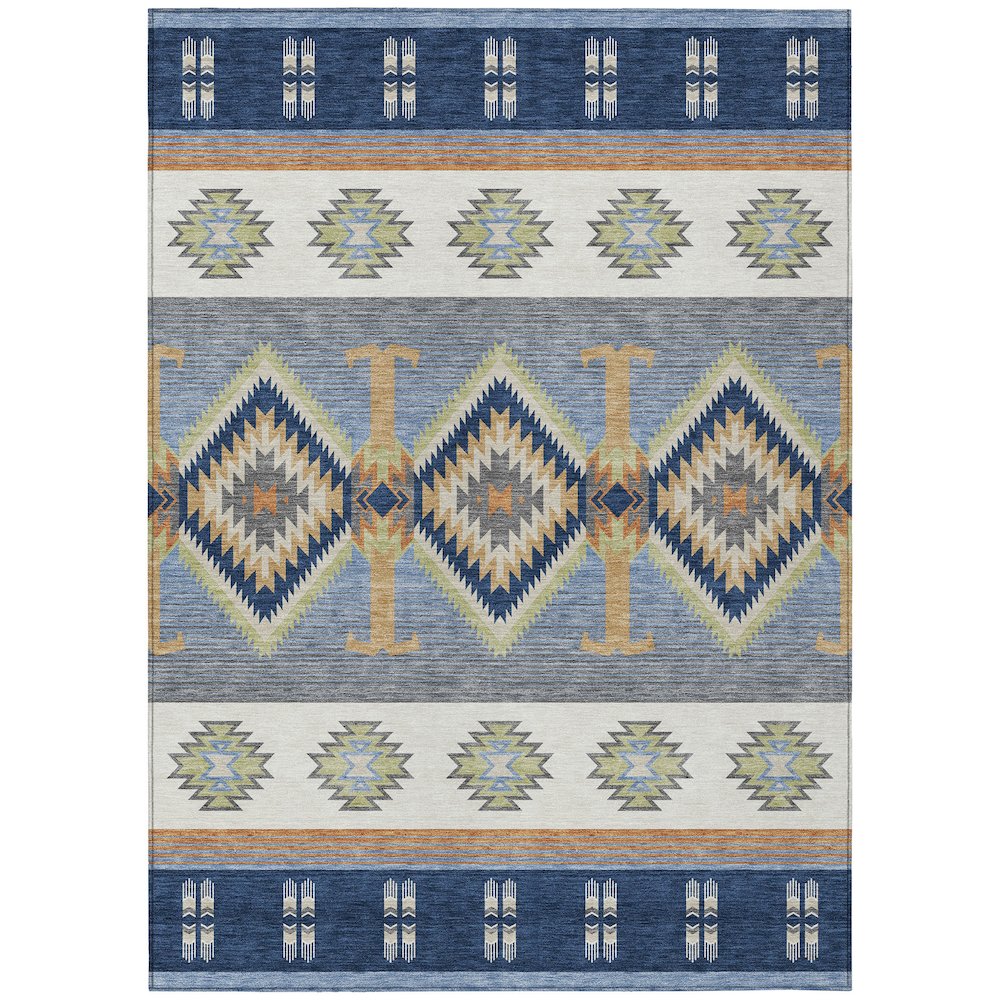 Machine Washable Indoor/Outdoor Chantille ACN2541 Blue 10' x 14' Rug. Picture 1