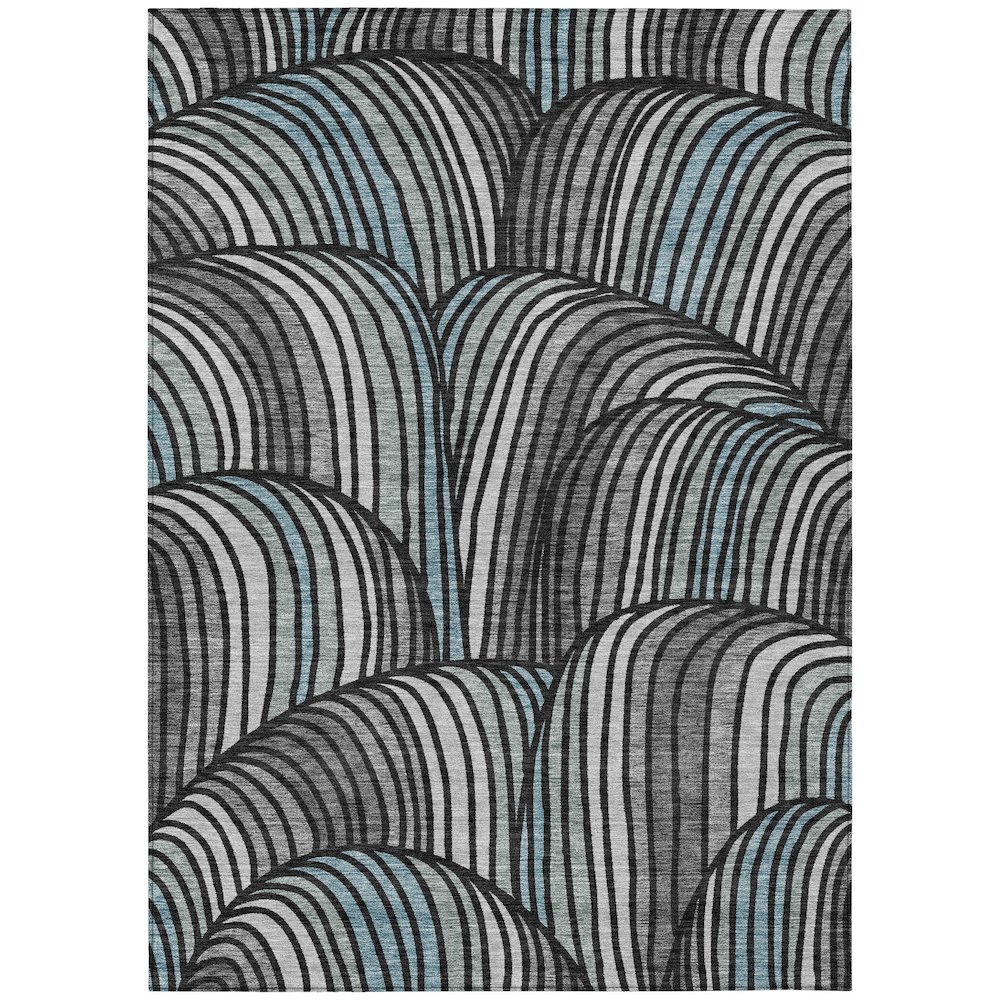 Machine Washable Indoor/Outdoor Chantille ACN2546 Black 10' x 14' Rug. Picture 1