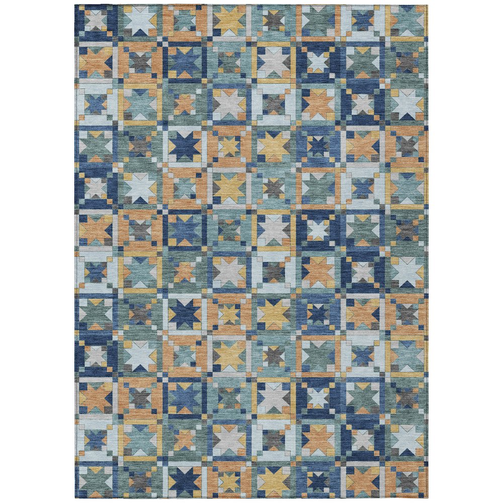 Machine Washable Indoor/Outdoor Chantille ACN2553 Teal 10' x 14' Rug. Picture 1