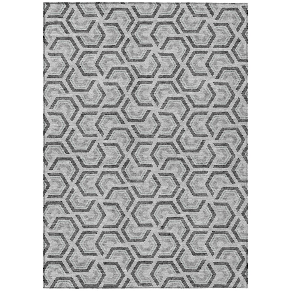 Machine Washable Indoor/Outdoor Chantille ACN2554 Gray 10' x 14' Rug. Picture 1