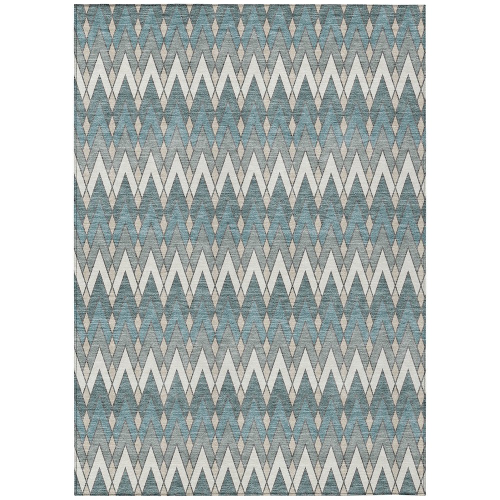 Machine Washable Indoor/Outdoor Chantille ACN2558 Teal 10' x 14' Rug. Picture 1