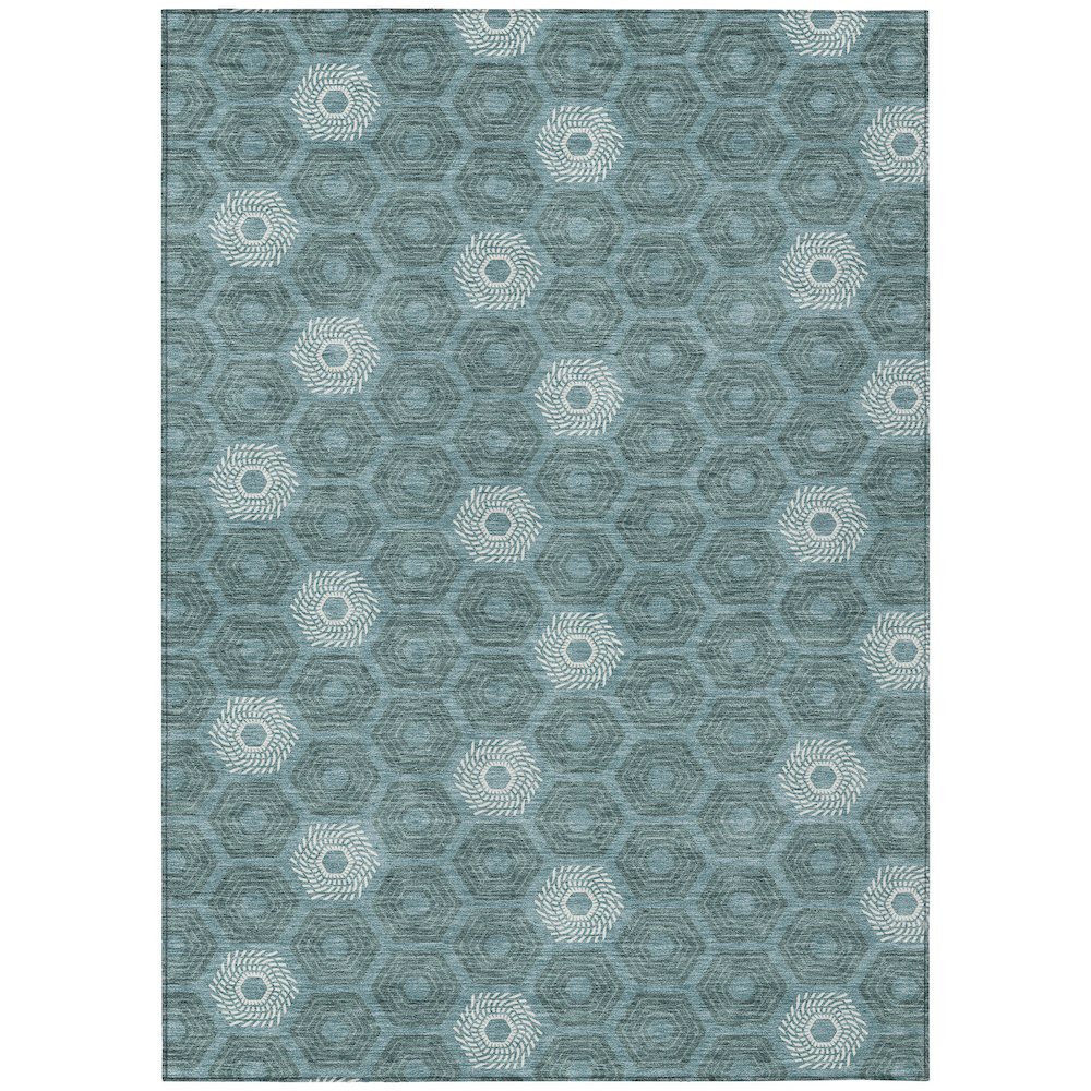 Machine Washable Indoor/Outdoor Chantille ACN2559 Teal 10' x 14' Rug. Picture 1