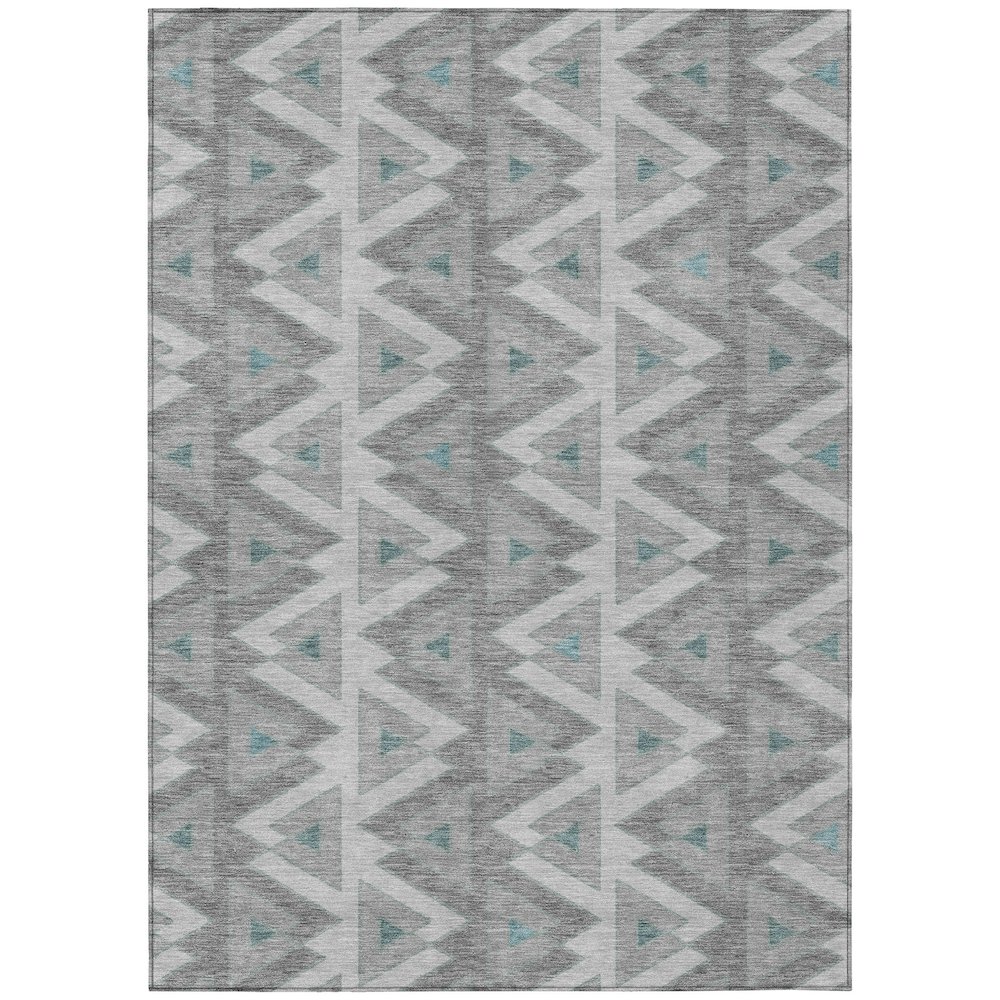 Machine Washable Indoor/Outdoor Chantille ACN2560 Gray 10' x 14' Rug. Picture 1