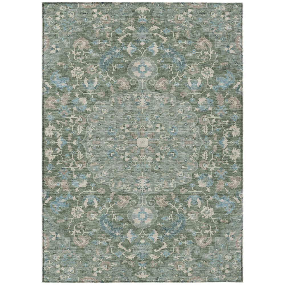 Machine Washable Indoor/Outdoor Chantille ACN2564 Green 10' x 14' Rug. Picture 1