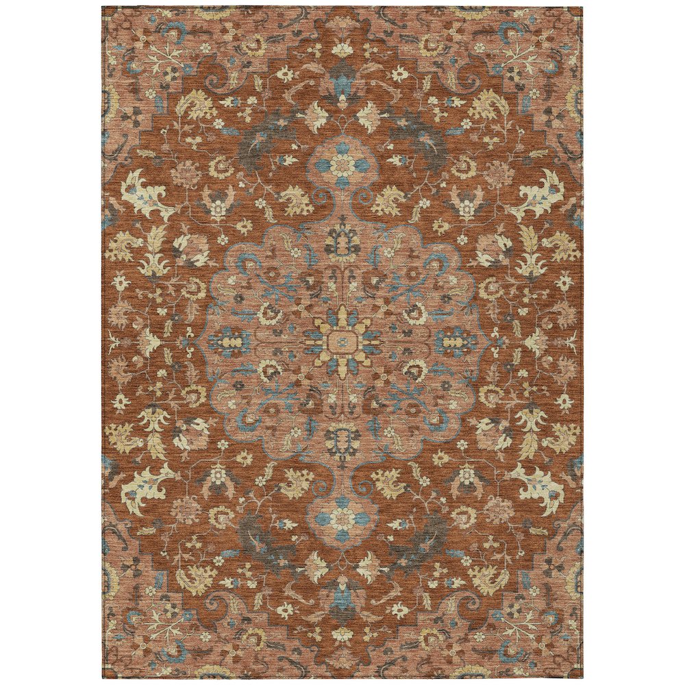 Machine Washable Indoor/Outdoor Chantille ACN2564 Orange 10' x 14' Rug. Picture 1