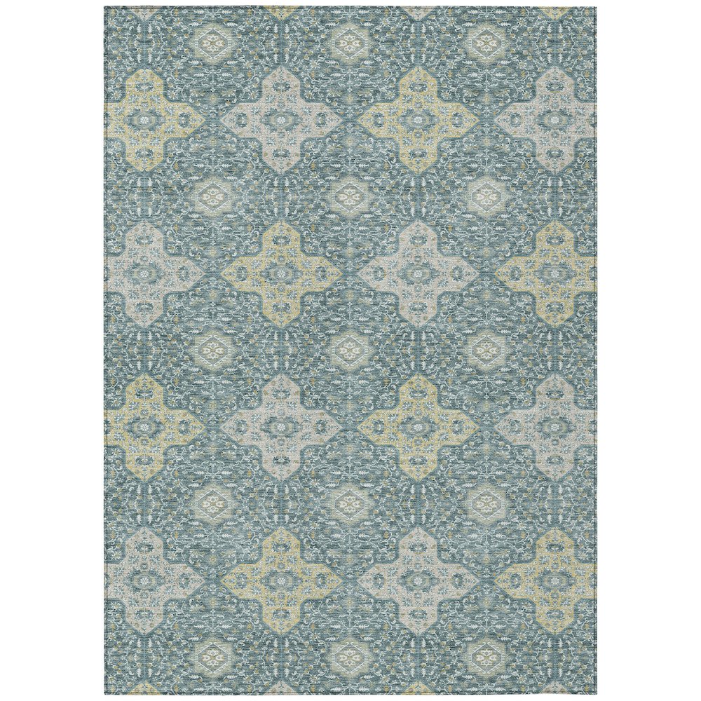 Machine Washable Indoor/Outdoor Chantille ACN2566 Teal 10' x 14' Rug. Picture 1
