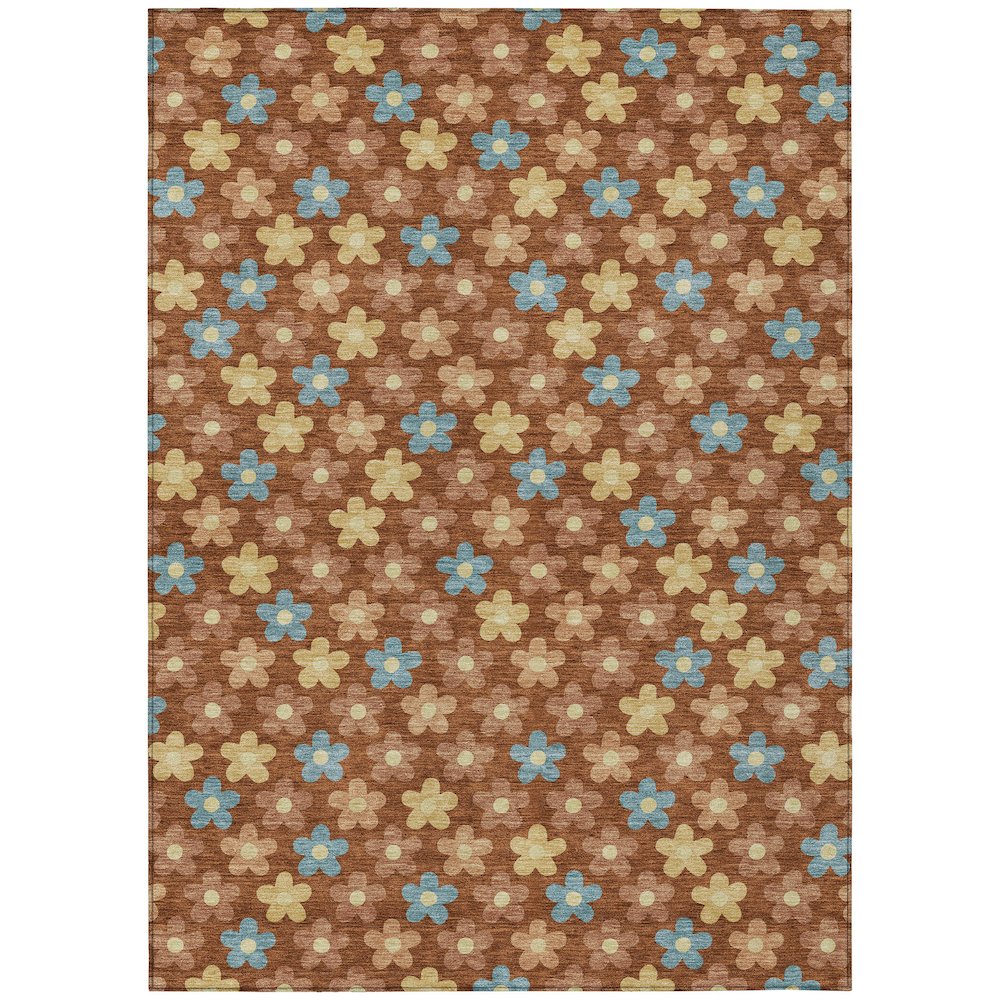 Machine Washable Indoor/Outdoor Chantille ACN2569 Orange 10' x 14' Rug. Picture 1
