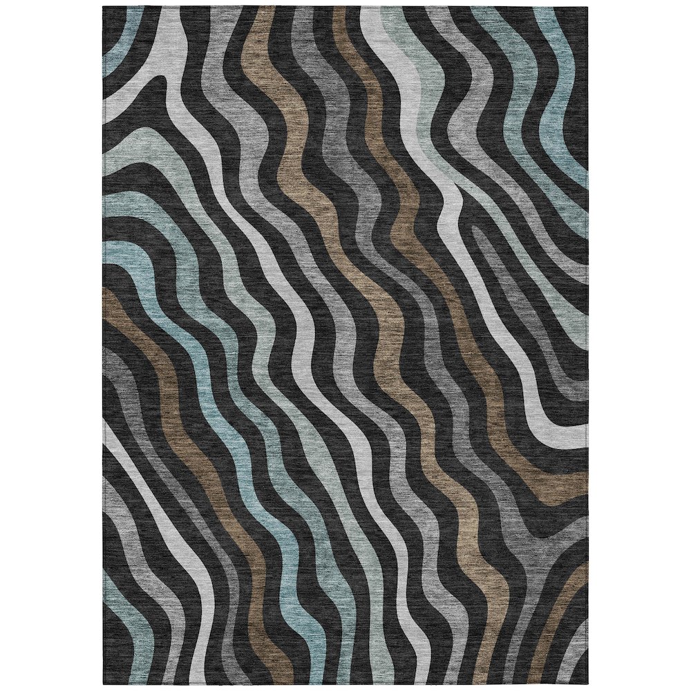 Machine Washable Indoor/Outdoor Chantille ACN2570 Black 10' x 14' Rug. Picture 1