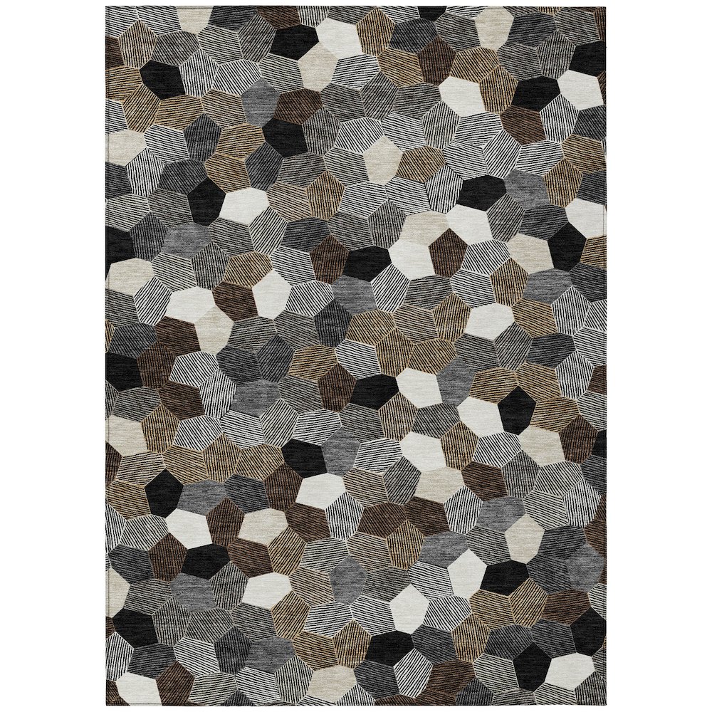 Machine Washable Indoor/Outdoor Chantille ACN2573 Black 10' x 14' Rug. Picture 1