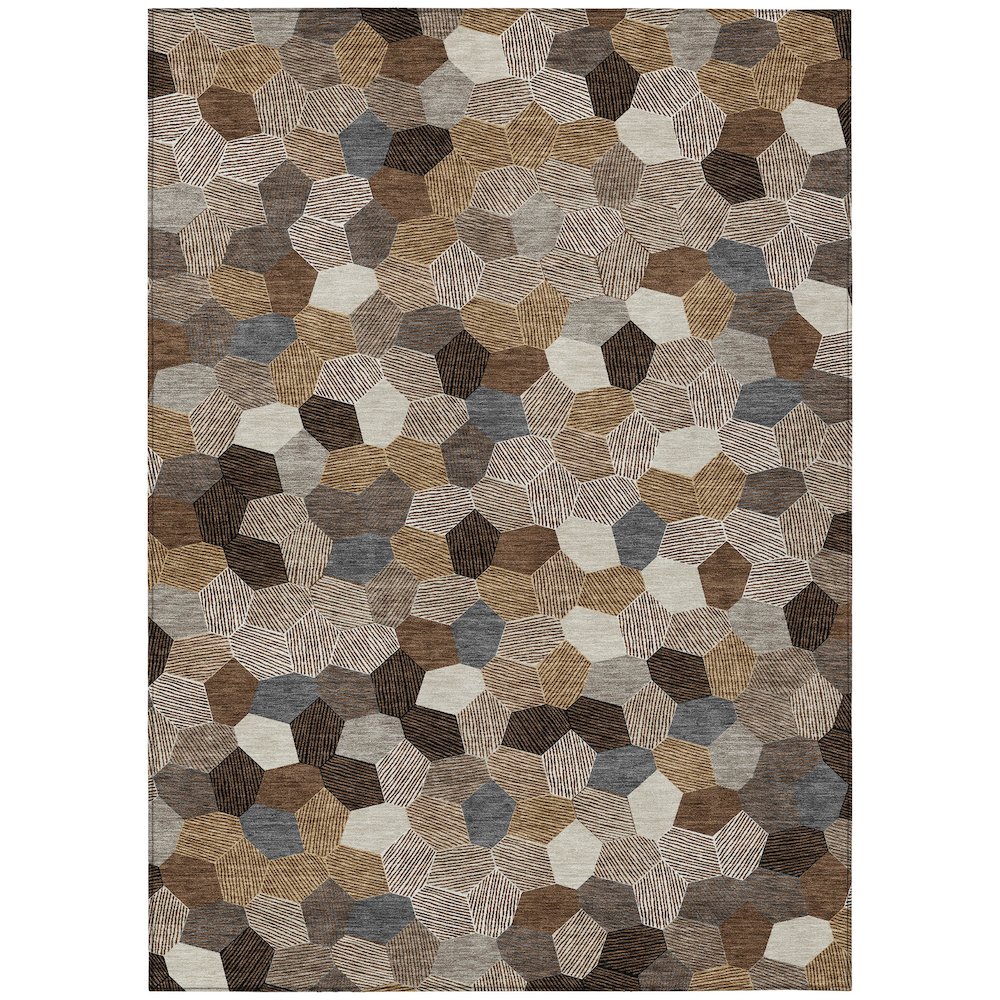 Machine Washable Indoor/Outdoor Chantille ACN2573 Brown 10' x 14' Rug. Picture 1