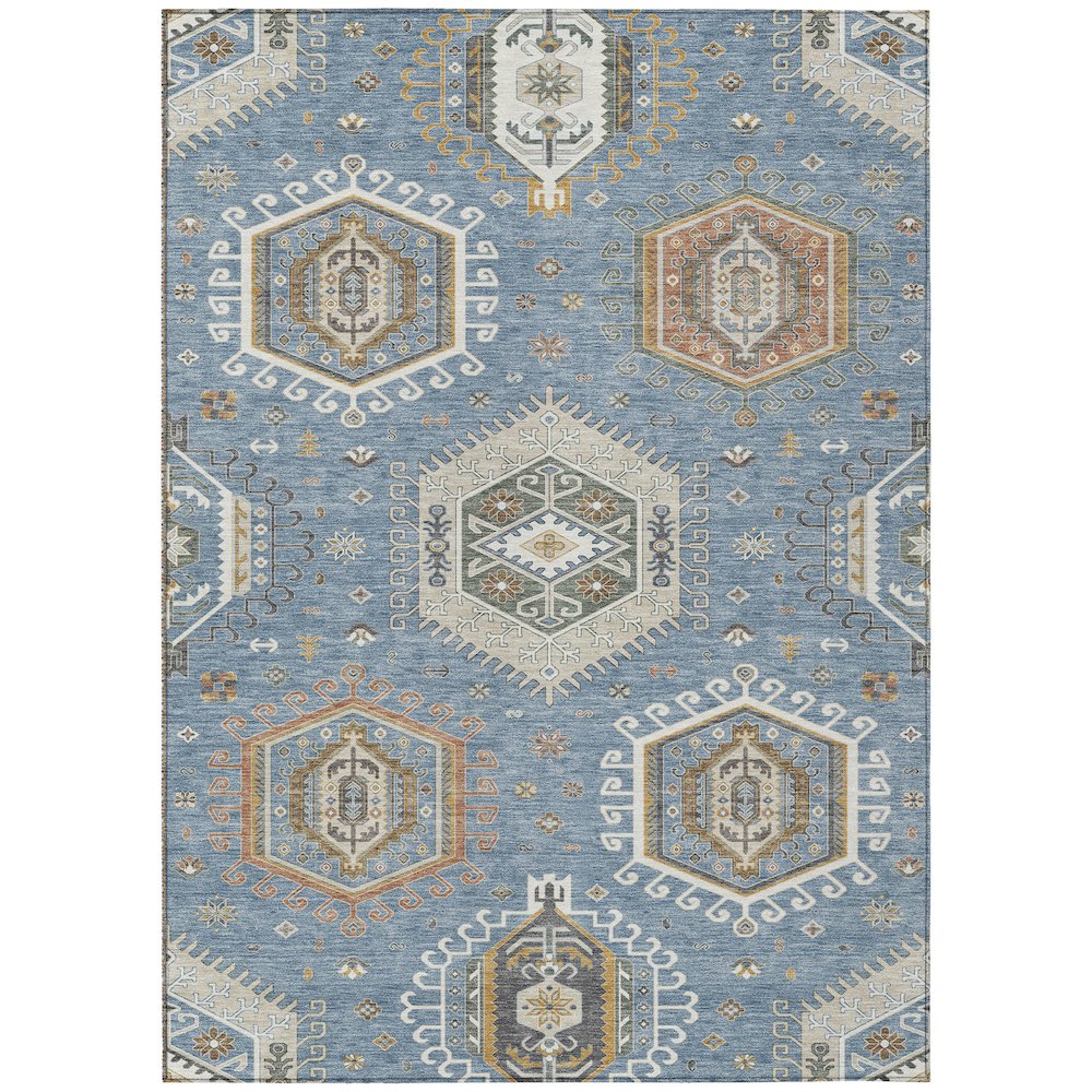 Machine Washable Indoor/Outdoor Chantille ACN2574 Blue 10' x 14' Rug. Picture 1