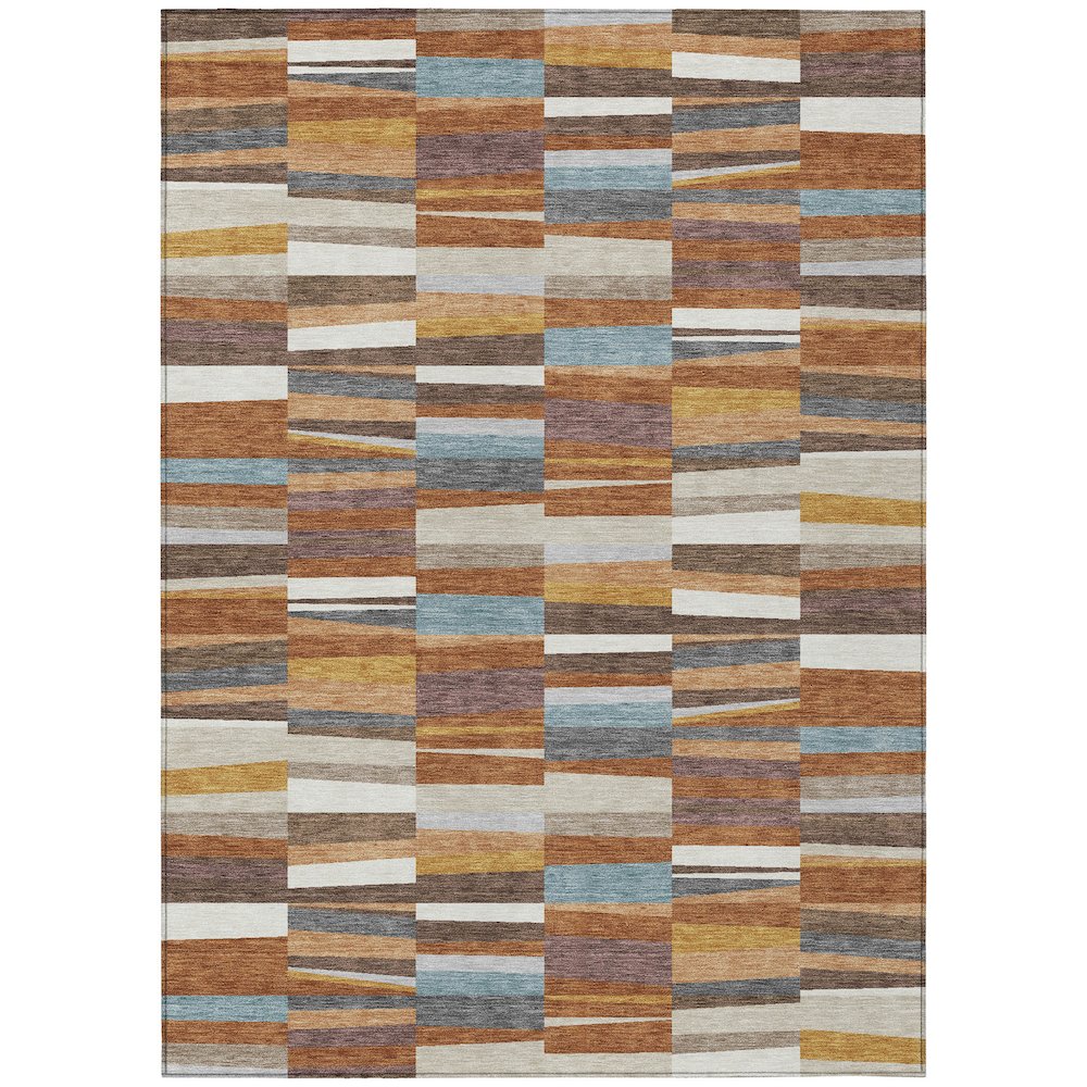 Machine Washable Indoor/Outdoor Chantille ACN2575 Orange 10' x 14' Rug. Picture 1