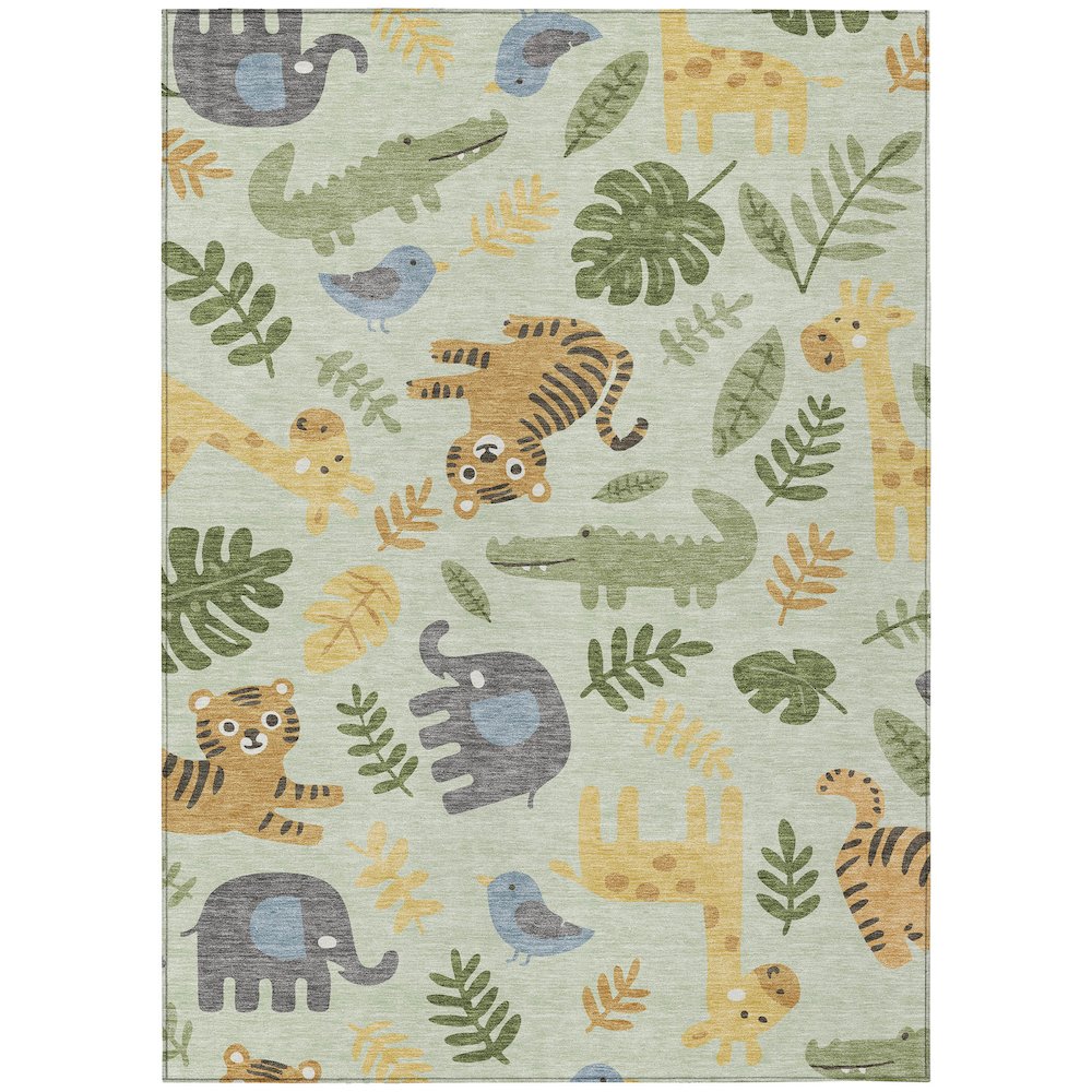 Machine Washable Indoor/Outdoor Chantille ACN2578 Green 10' x 14' Rug. Picture 1