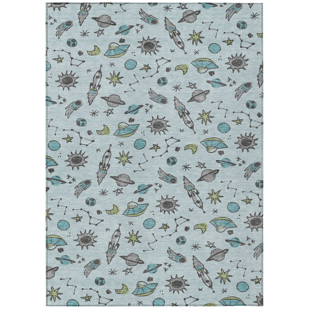 Machine Washable Indoor/Outdoor Chantille ACN2580 Blue 10' x 14' Rug. Picture 1