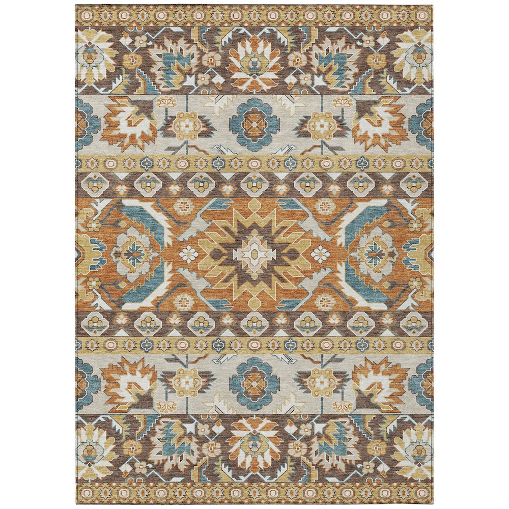Machine Washable Indoor/Outdoor Chantille ACN2583 Brown 10' x 14' Rug. Picture 1