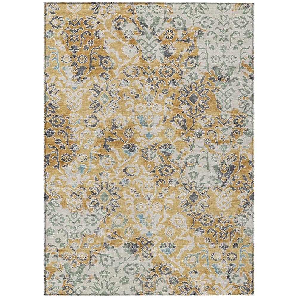 Machine Washable Indoor/Outdoor Chantille ACN2584 Gold 10' x 14' Rug. Picture 1