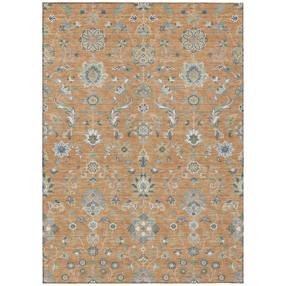 Machine Washable Indoor/Outdoor Chantille ACN2585 Orange 10' x 14' Rug. Picture 1
