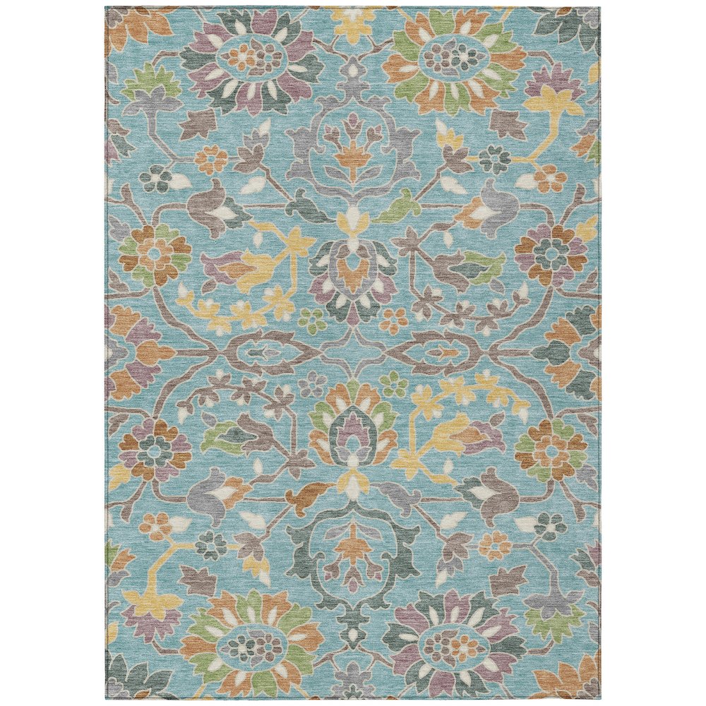 Machine Washable Indoor/Outdoor Chantille ACN2587 Teal 10' x 14' Rug. Picture 1