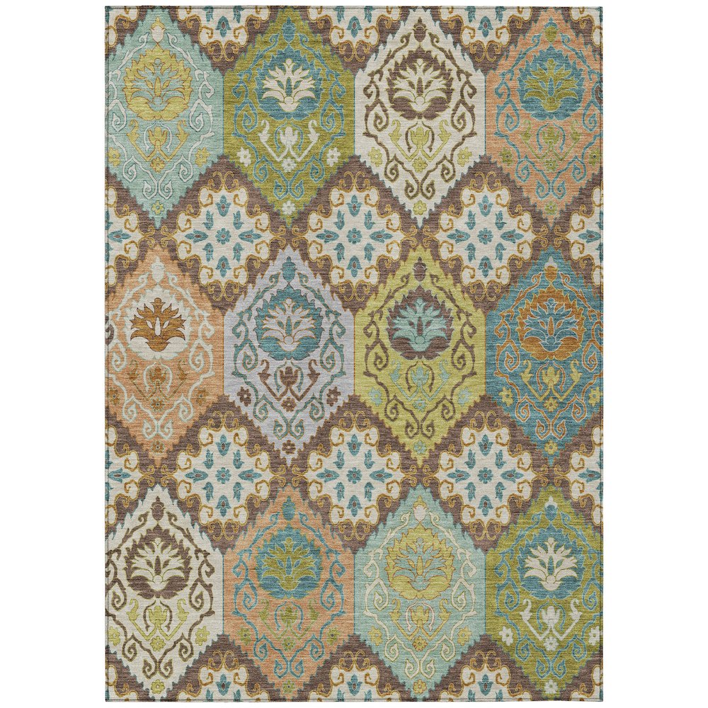 Machine Washable Indoor/Outdoor Chantille ACN2588 Brown 10' x 14' Rug. Picture 1