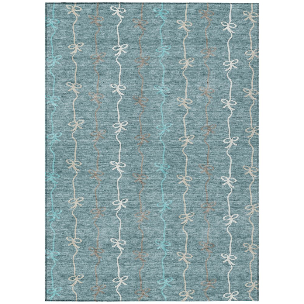 Machine Washable Indoor/Outdoor Chantille ACN2593 Teal 10' x 14' Rug. Picture 1