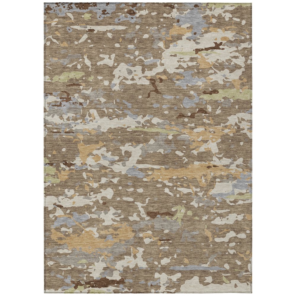 Machine Washable Indoor/Outdoor Chantille ACN2595 Brown 10' x 14' Rug. Picture 1