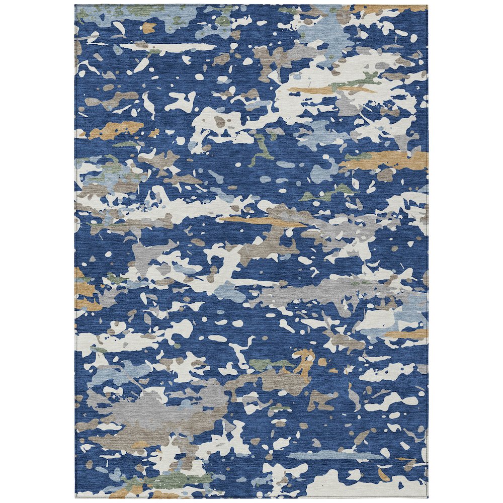 Machine Washable Indoor/Outdoor Chantille ACN2595 Blue 10' x 14' Rug. Picture 1