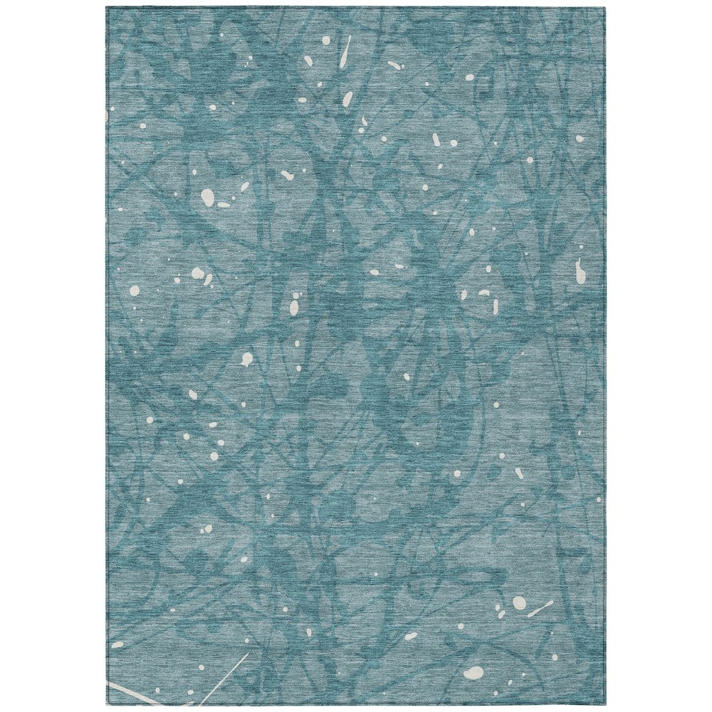 Machine Washable Indoor/Outdoor Chantille ACN2597 Teal 10' x 14' Rug. Picture 1