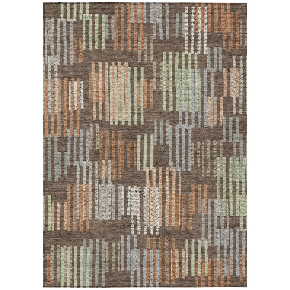Machine Washable Indoor/Outdoor Chantille ACN2598 Brown 10' x 14' Rug. Picture 1
