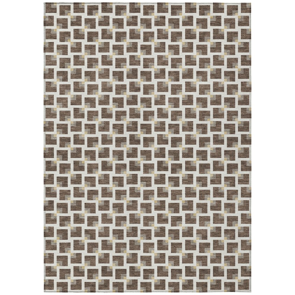Machine Washable Indoor/Outdoor Chantille ACN2602 Brown 10' x 14' Rug. Picture 1