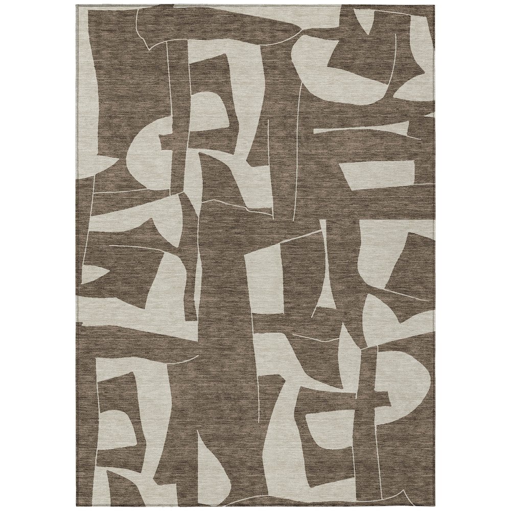 Machine Washable Indoor/Outdoor Chantille ACN2604 Brown 10' x 14' Rug. Picture 1