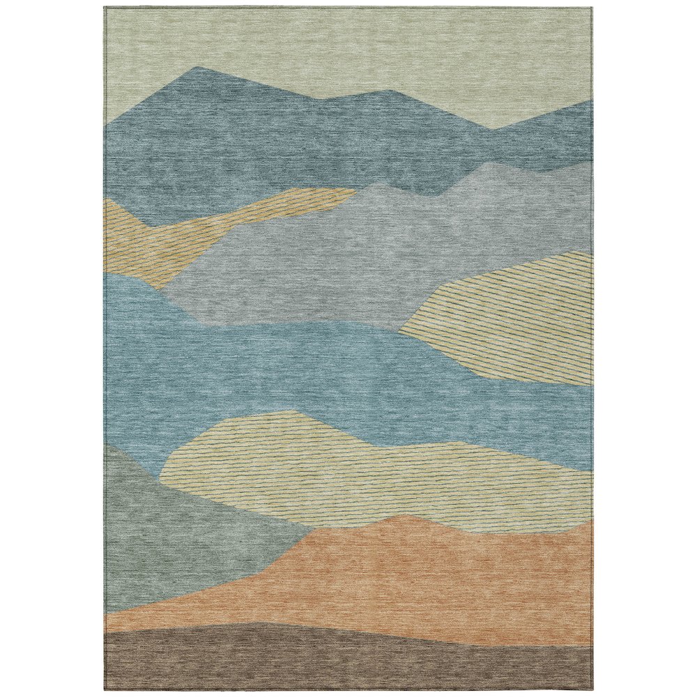 Machine Washable Indoor/Outdoor Chantille ACN2608 Teal 10' x 14' Rug. Picture 1