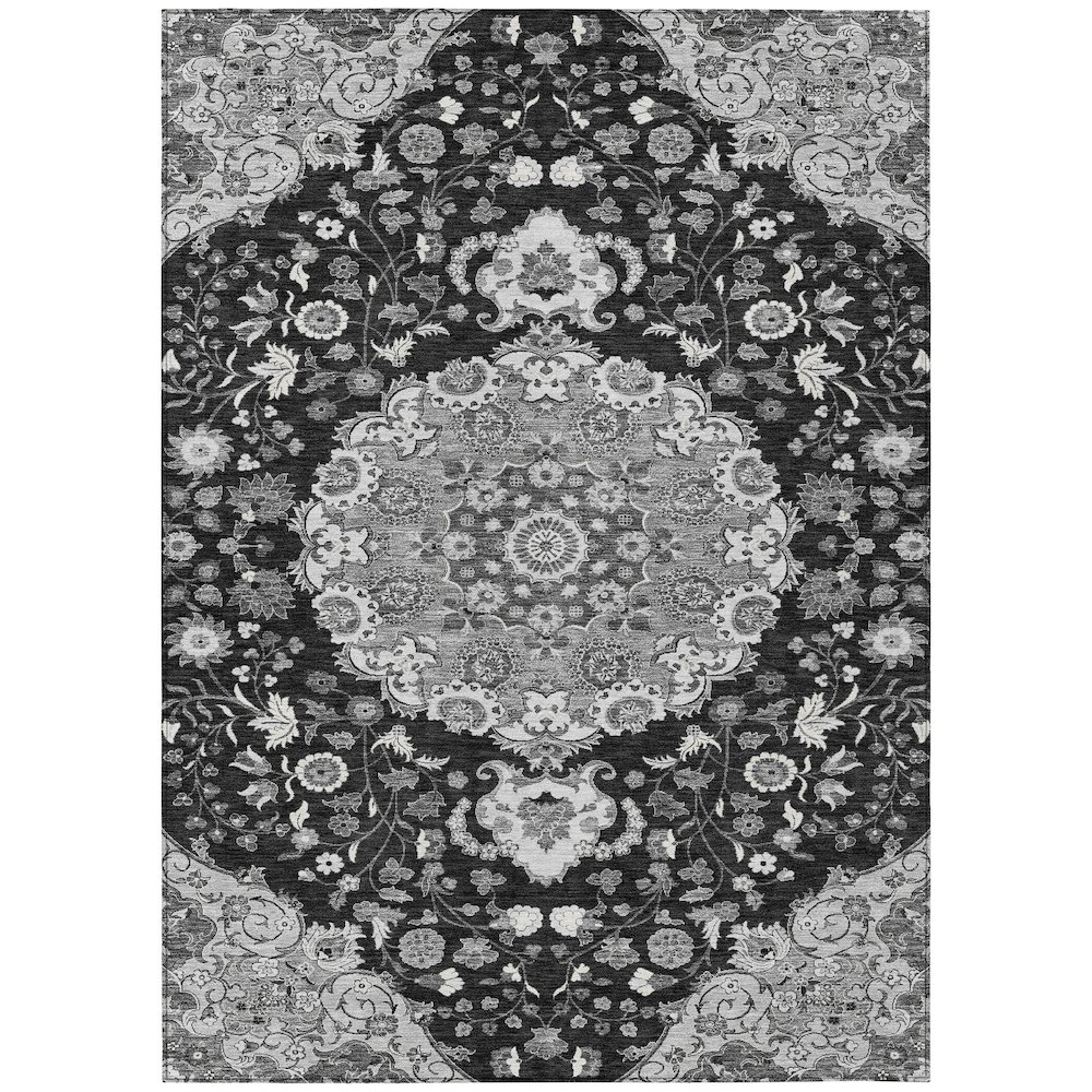 Machine Washable Indoor/Outdoor Chantille ACN2611 Black 10' x 14' Rug. Picture 1