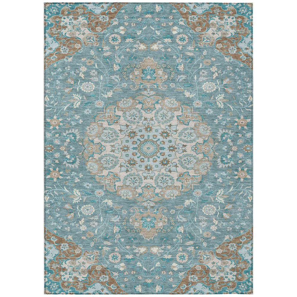 Machine Washable Indoor/Outdoor Chantille ACN2611 Teal 10' x 14' Rug. Picture 1