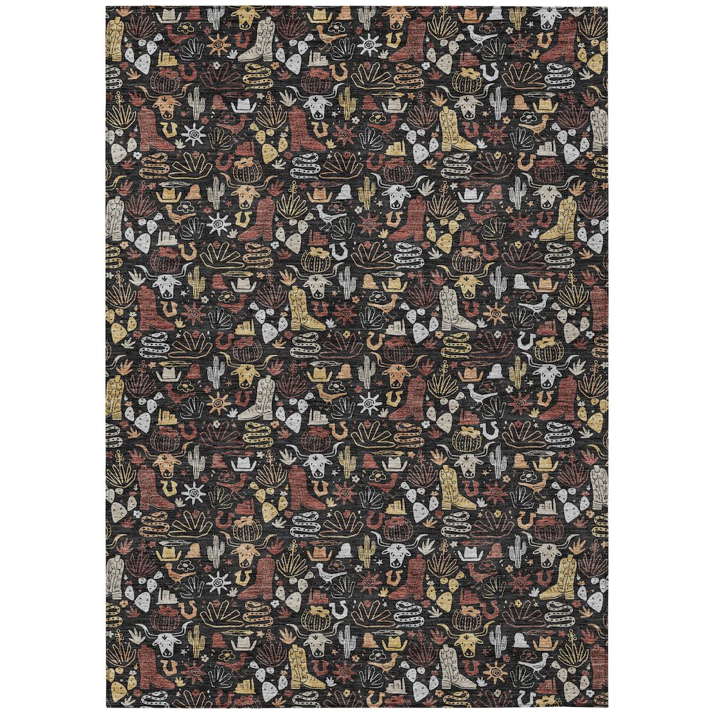 Machine Washable Indoor/Outdoor Chantille ACN2613 Black 10' x 14' Rug. Picture 1