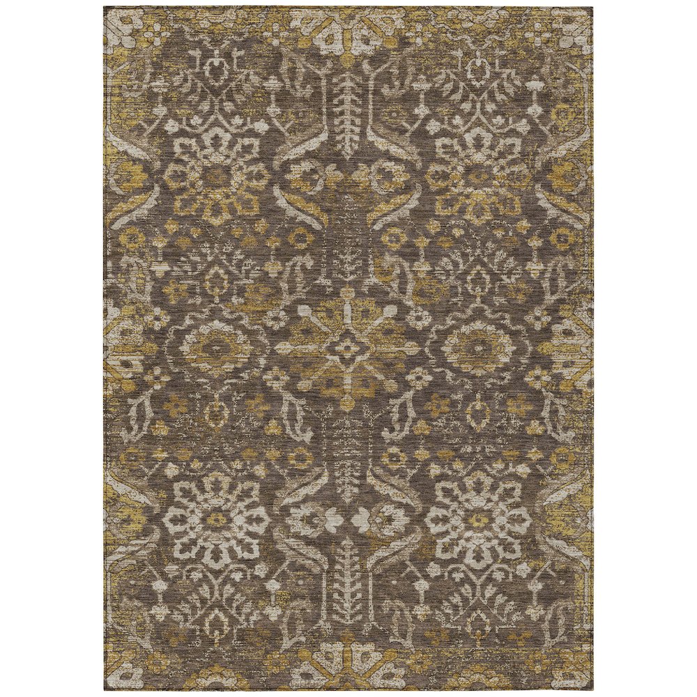Machine Washable Indoor/Outdoor Chantille ACN2617 Brown 10' x 14' Rug. Picture 1